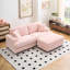 86,13 pouces velours côtelé rose à 3 places, pieds de rangement simples, quatre coussins, convient au salon et au bureau, coussin à ressorts, mousse à mémoire de forme avec élastique doux