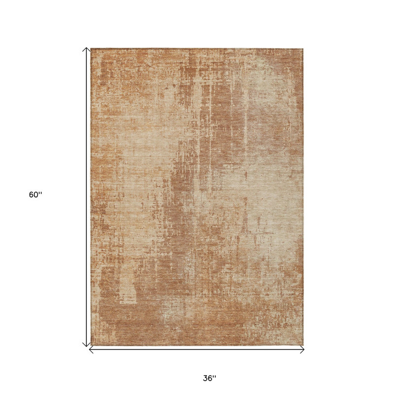 Tapis extérieur lavable abstrait en terre cuite et cuivre 3 pi x 5 pi