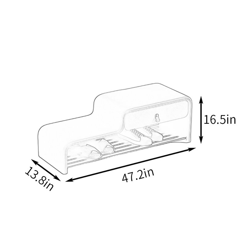 Banc à chaussures en cuir 47,2 po, Gris