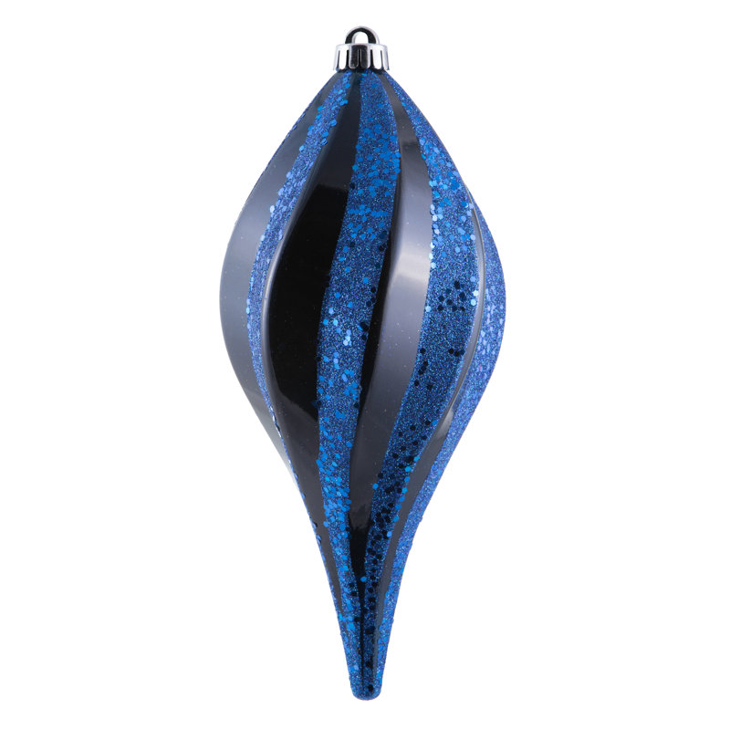 Ornement en forme de bonbon scintillant, H 12 po x l 6 po x P 6 po, Bleu minuit