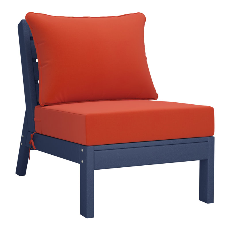 Ensemble de conversation à assise profonde 3 pièces avec coussins, Navy Blue, Orange