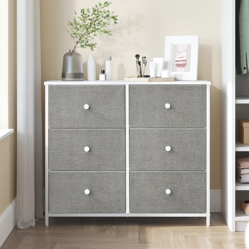 Odeza 80 cm W Chest of 6 Drawers, Light Grey