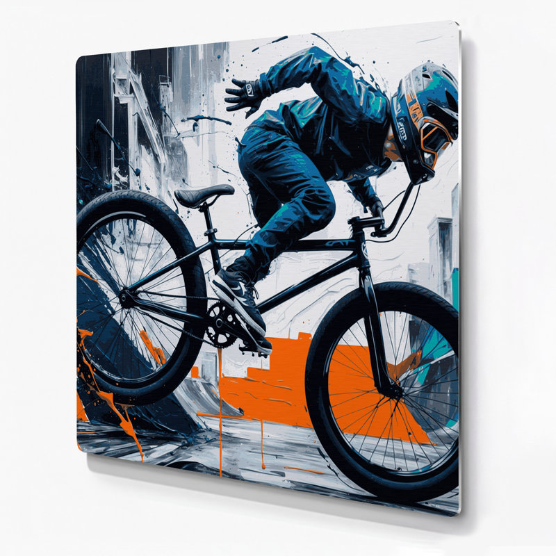 Sports, art mural gris en métal BMX, H 12 po x l 12 po