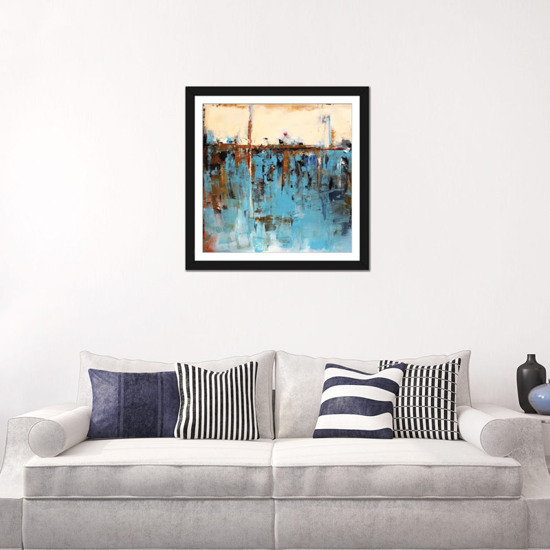 «A Day on The Lake», reproduction sur toile, H 16 po x l 16 po x P 1 po, Papier d'art encadré noir, Blanc