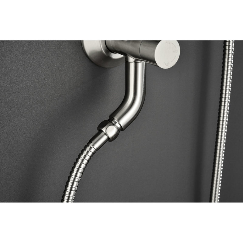 Shower Compilation Incorporating 10" Rainfall Showerhead, 4 Hand Shower, Adjustable Slide Bar And Soap Dish In Brushed Nickel With