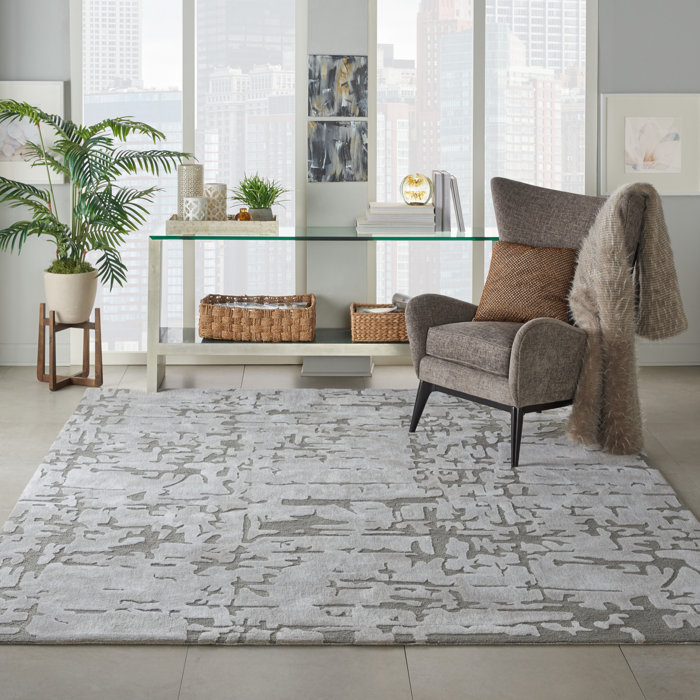Ivy Bronx Lavonne Handmade Performance Ivory/Silver Rug | Wayfair