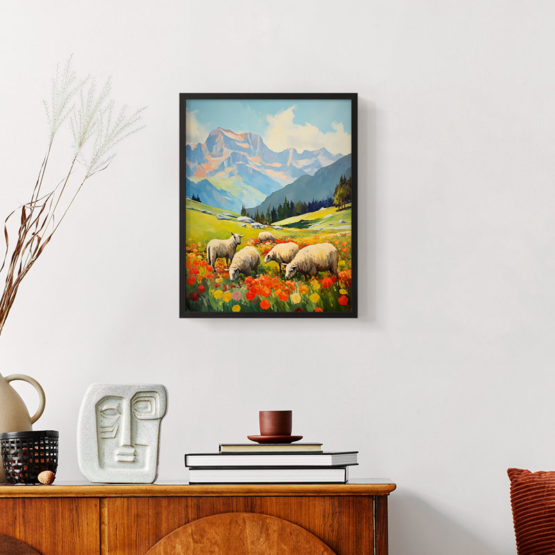 Paysages série CCXLI - reproduction encadrée de qualité supérieure - prête à être accrochée - aucun clou requis, Noir