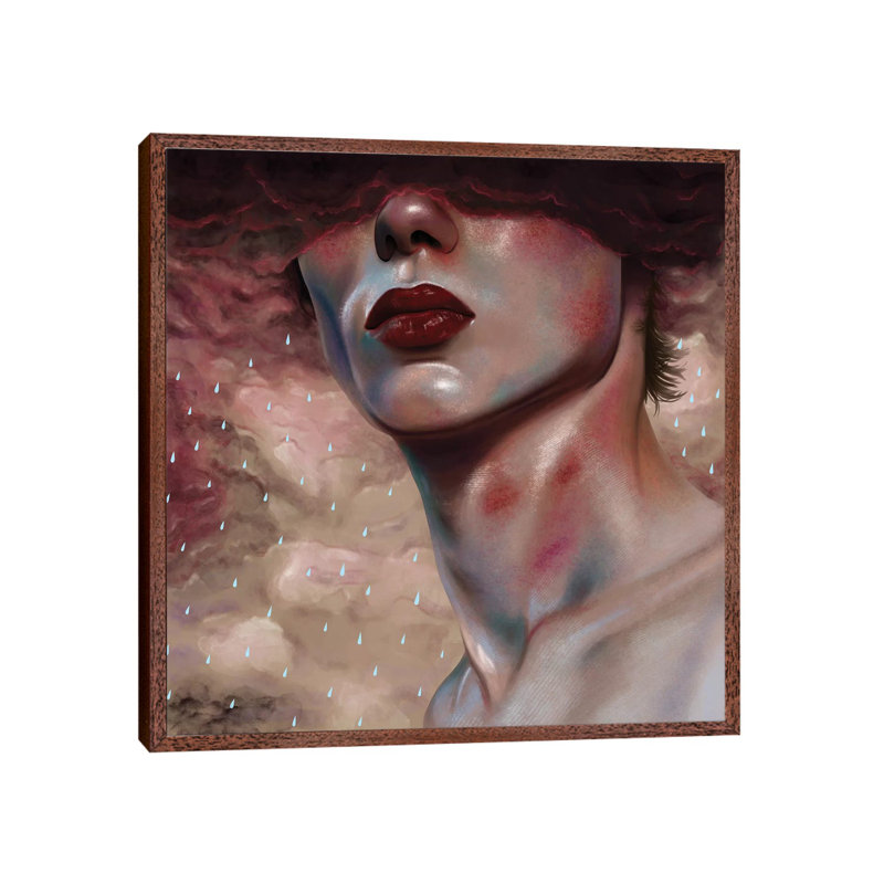 Make It Rain by Teodora Jelenic - Painting on Canvas, 66.04 cm H x 66.04 cm W, Classic Brown Wood Framed