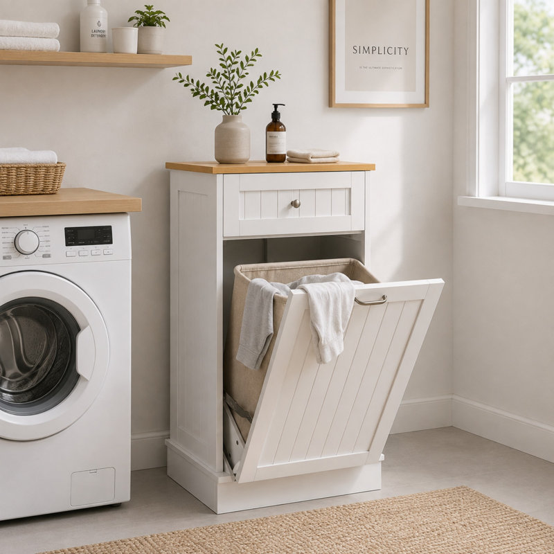 Armoire poubelle inclinable Havant, Blanc
