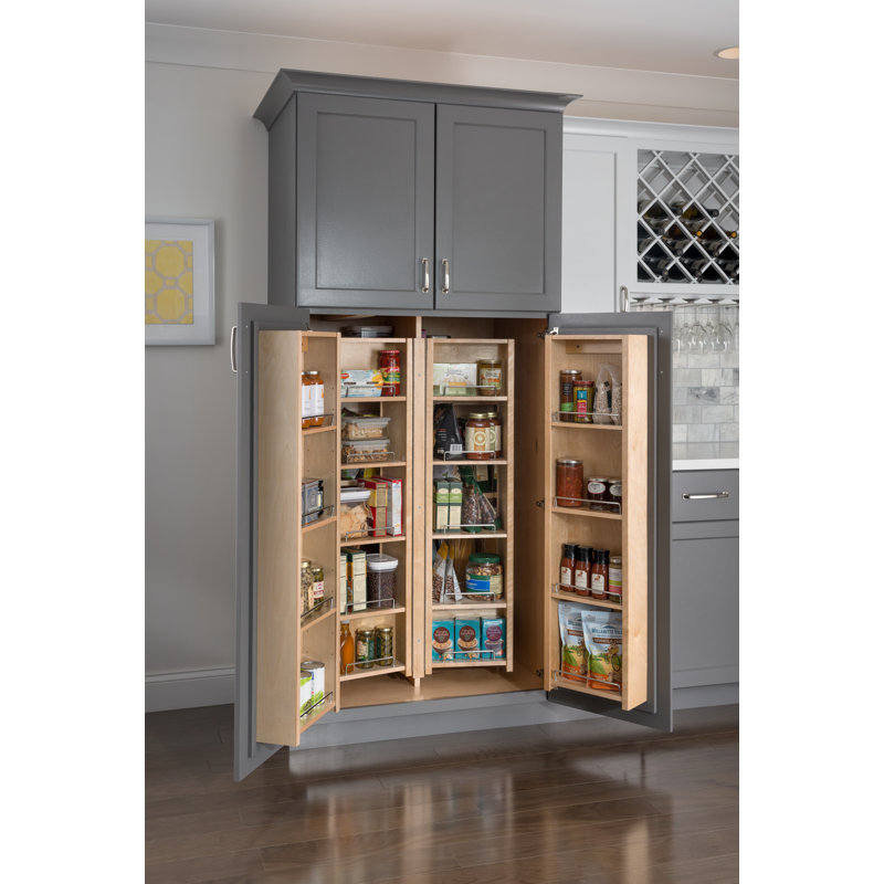 White Birch Pantry Swing Out Cabinet with Adjustable Shelves