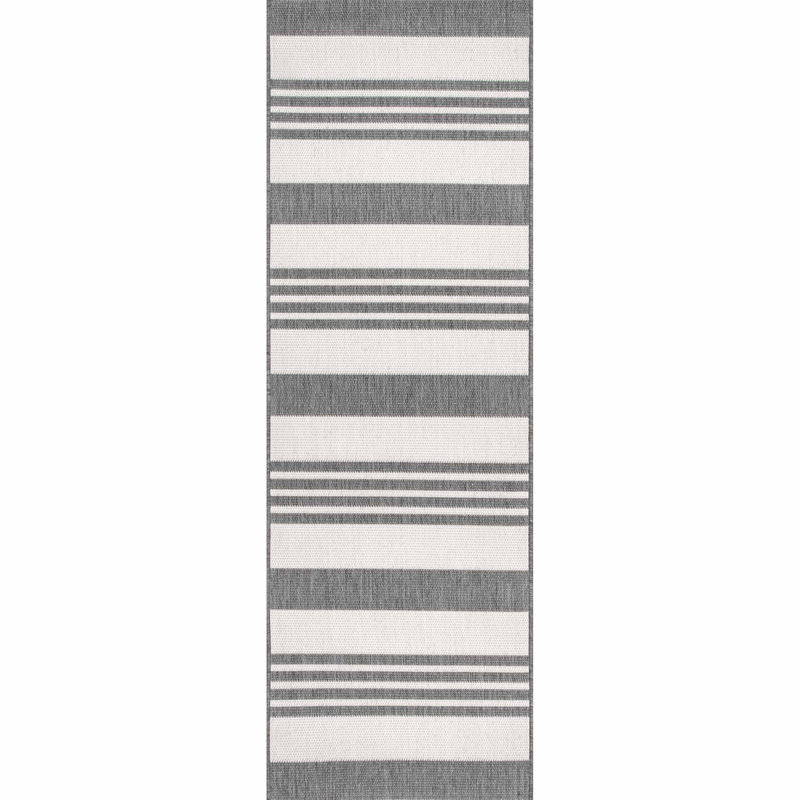 Altavista Striped Beige Indoor/Outdoor Rug, Runner 2' x 8'