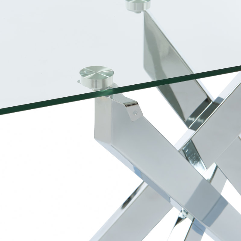 45.3'' Glass Top Console Table, Silver