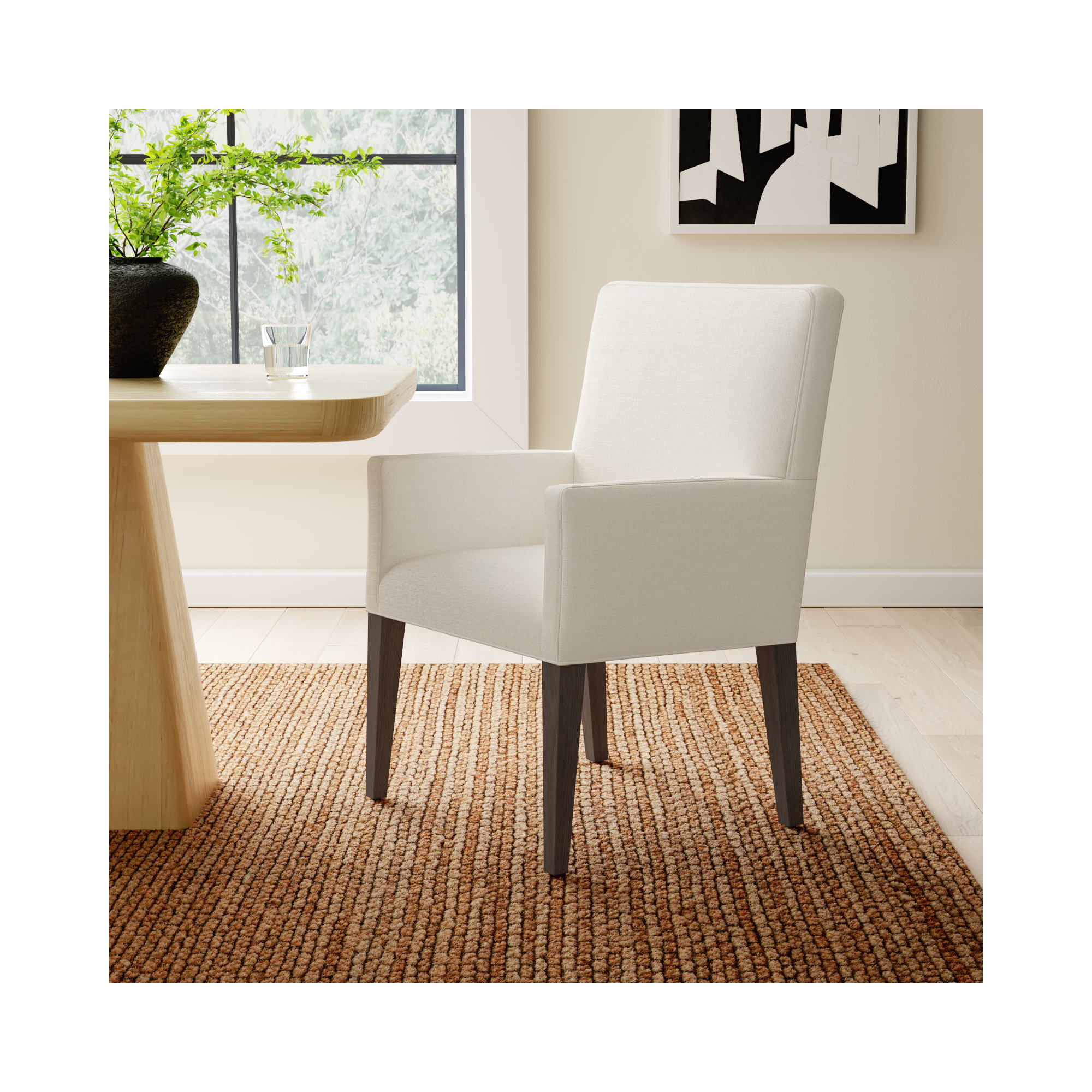 Meria Upholstered Arm Chair in Beige