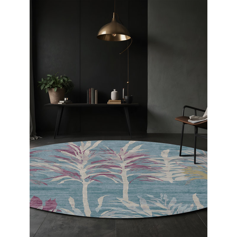 Tapis gris lavable à la machine, Rond 4 pi