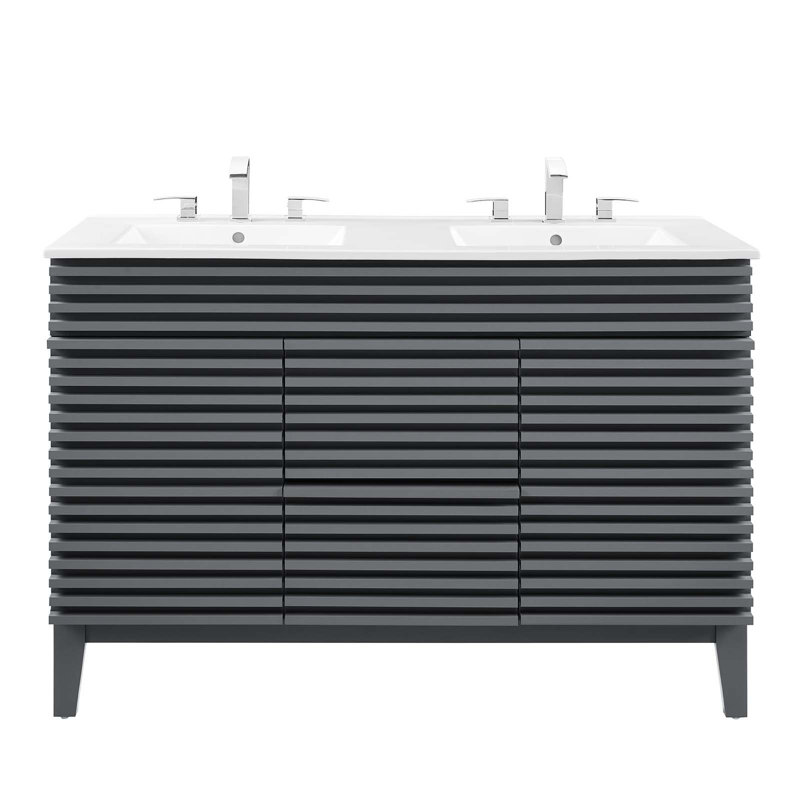 Modway Render 48" Double Sink Bathroom Vanity, Gray