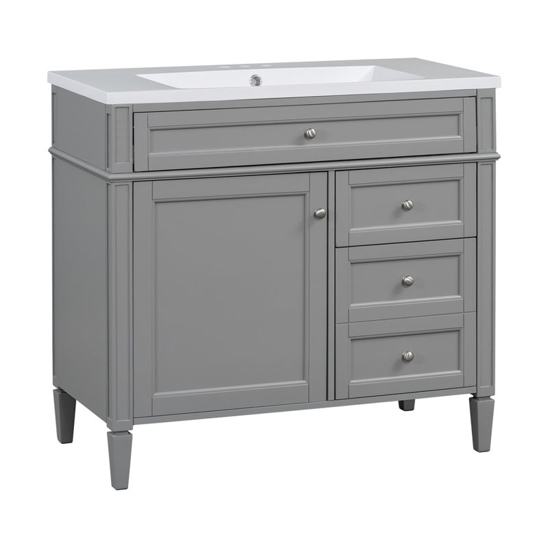 Meuble-lavabo 36 po avec lavabo supérieur, Gris