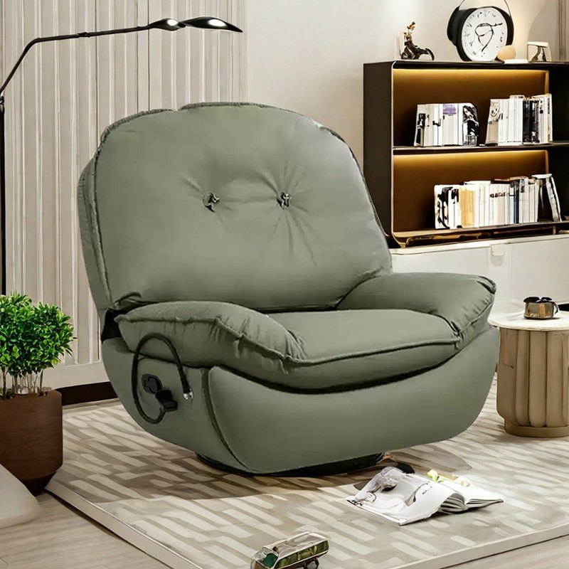 360° Rotating Ergonomic Recliner with Storage, Dark Green