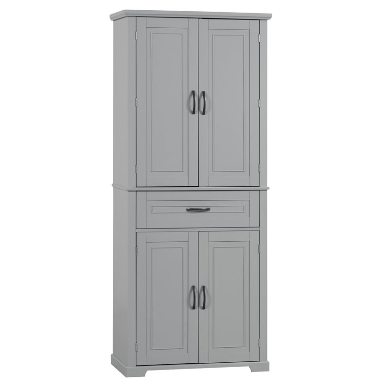 Versatile Bathroom Storage Cabinet With Multiple Compartments And Adjustable Shelf, Gray