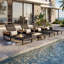 Chaises longues de patio réglables, fauteuil inclinable moderne en métal et en bois pour bord de piscine-2045832030
