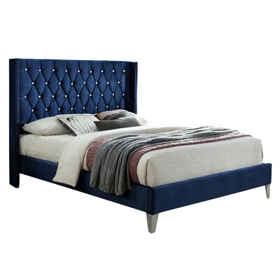 Alexa Tufted Solid Wood and Upholstered Low Profile Sleigh Bed -  Rosdorf Park, CE1D301170BF47ABA3B33704EBFDD35A