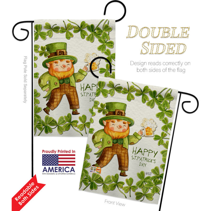 Ensemble de drapeaux en polyester 18 x 13 po Happy Leprechaun