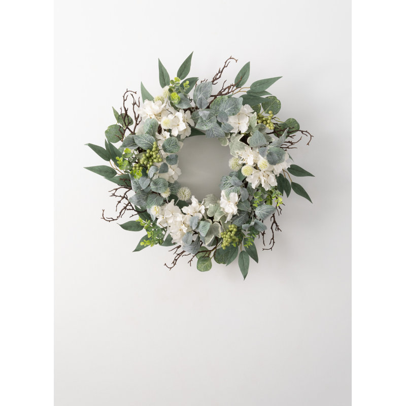 22" Artificial Hydrangea & Foliage Wreath