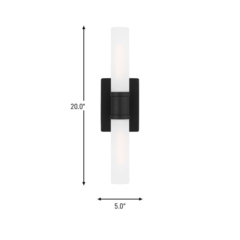 Keaton 2 - Light Vanity Light, 20" H x 5" W x 3.63" D, Midnight Black, 60 W