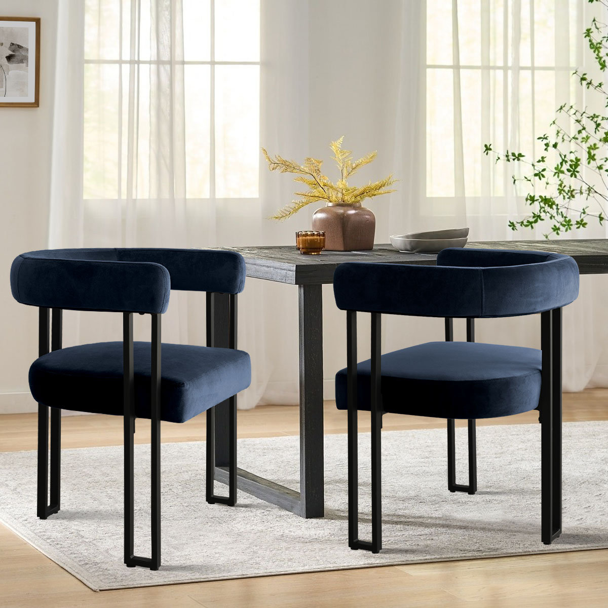 Dulcine Velvet Upholstered Armchair (Set of 2)