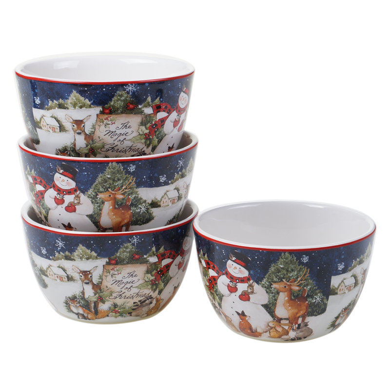Magic of Christmas Snowman Ceramic 16-Piece Dinnerware Set