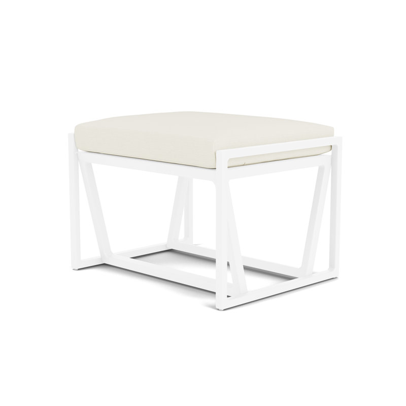 Summit Outdoor Ottoman, White, Sailcloth Salt