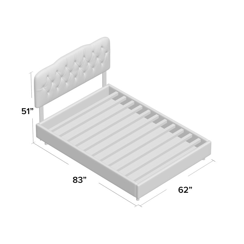 Lit tapissier capitonné standard à profil bas Gearlton, Double, Chantoung kaki