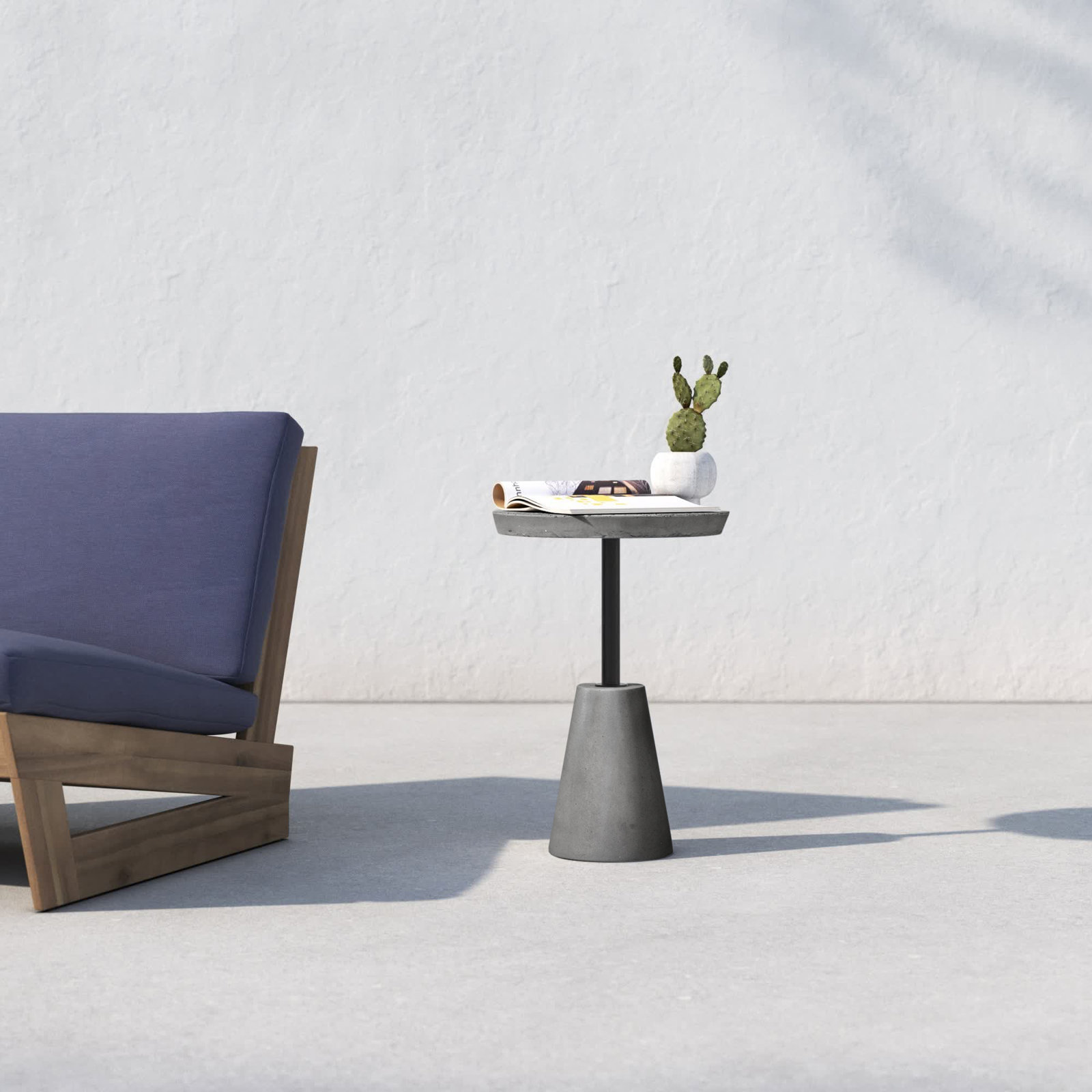 Niles 14'' Concrete Outdoor Side Table, Dark Gray