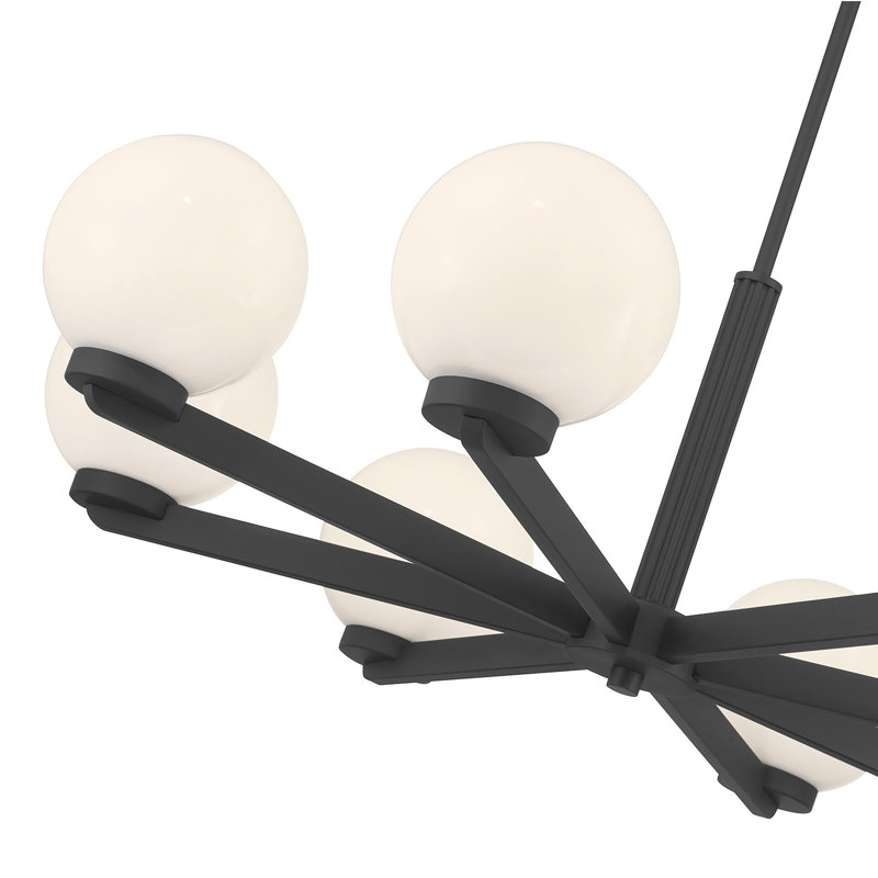 Lustre 8 lumières Ahadzi, Noir mat, H 51,75 po x l 34 po x P 34 po, 8 lumières