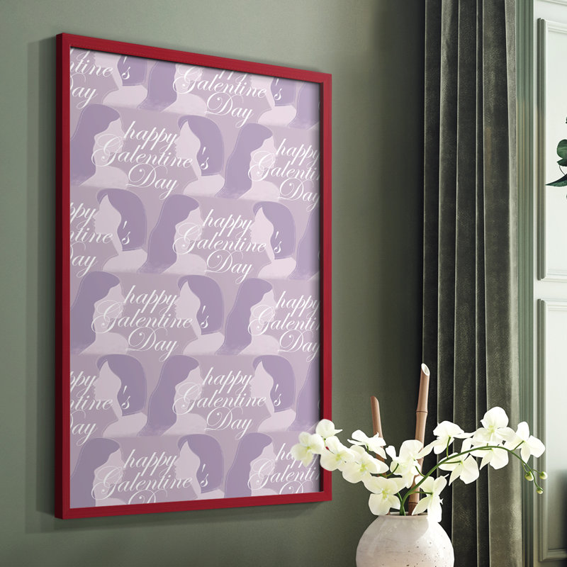 «Happy Galentine's Day», reproduction encadrée E - bois massif, Rouge, H 10 po x l 8 po