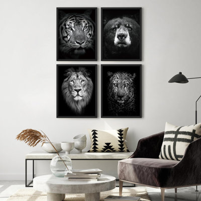 Reproduction d'art encadrée, ensemble de galeries, forêt et jungle, animaux, nature, vie sauvage, photographie, moderne, rustique, gros plan pour le salon, la chambre à coucher, le bureau