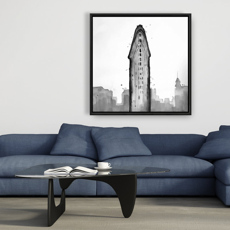 Flatiron Building Canvas Art - Black & White Framed Decor