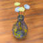 Vase en verre, bleu / jaune