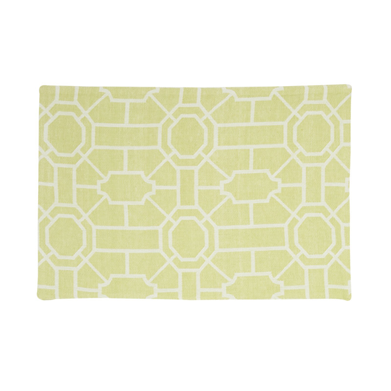 Condra Cotton Geometric Rectangle Placemat, Peridot