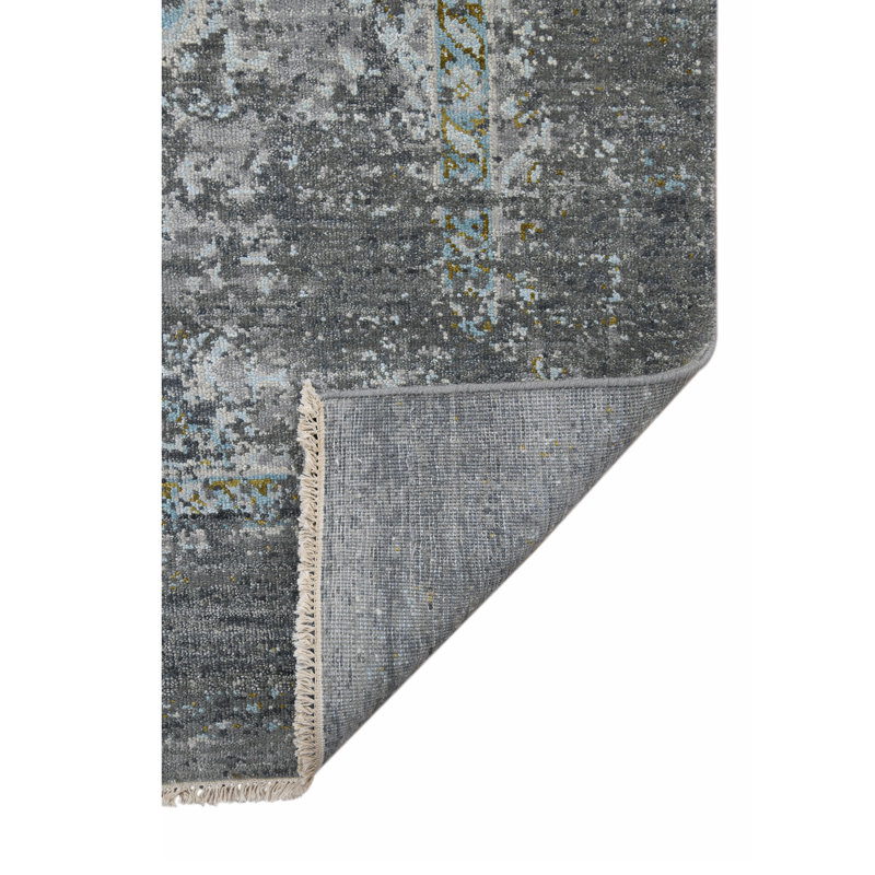 Nuit Arabe Wool Geometric Area Rug in Silver, Rectangle 10' x 14'