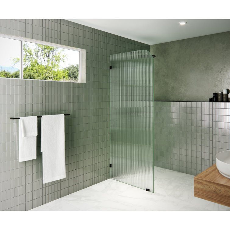 Aurora 30 in. x 78 in. Fully Frameless Fluted Radius Single Fixed Shower Panel