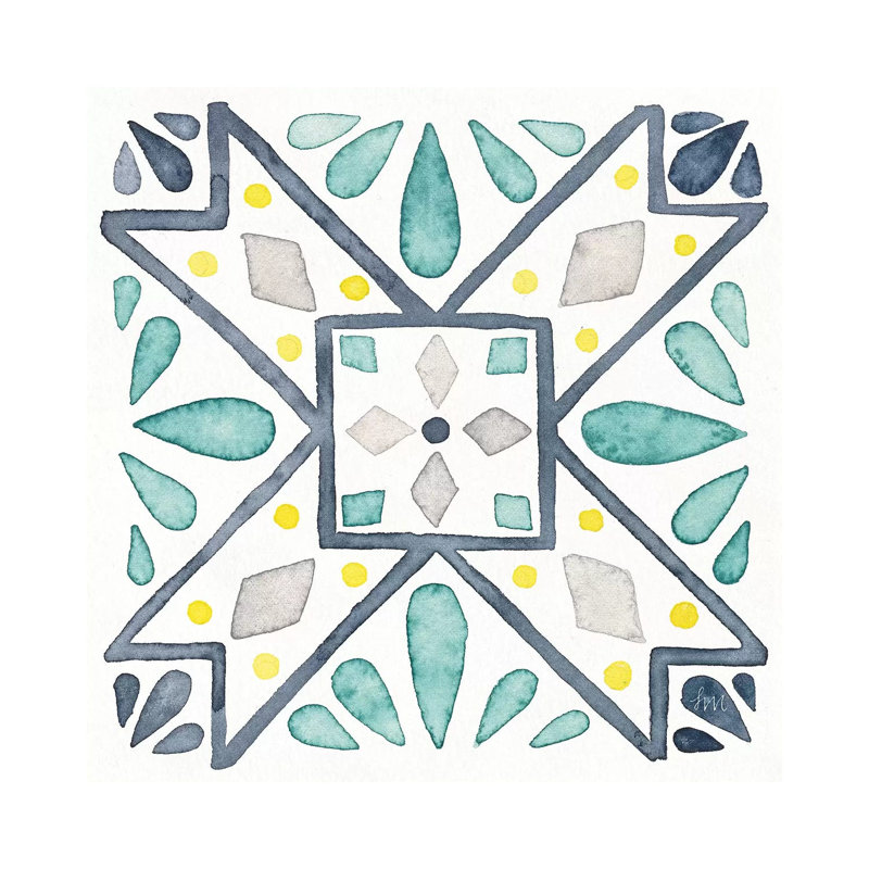 Garden Getaway Tile IX White by Laura Marshall - Wrapped Canvas Painting, 45.72cm H x 45.72cm W x 1.91cm D