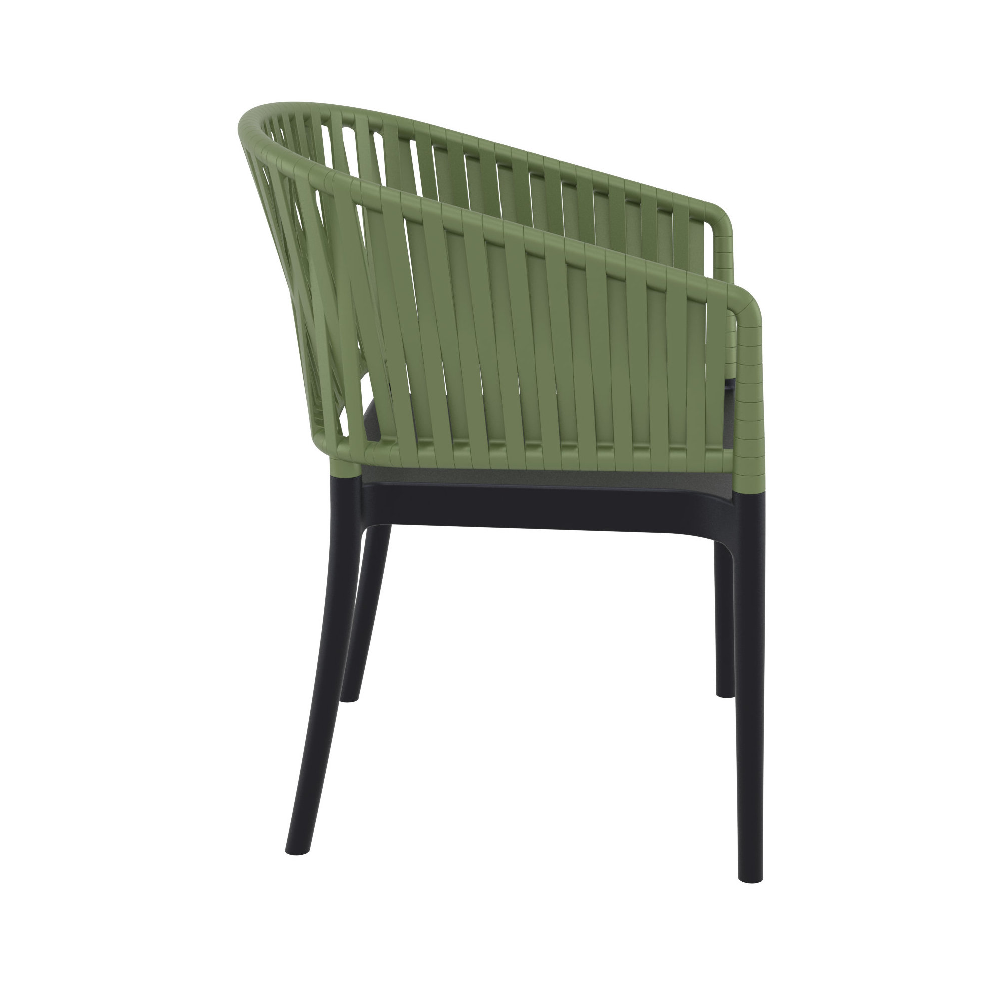 Newport Outdoor Stacking Dining Armchair, Olive Green/Black