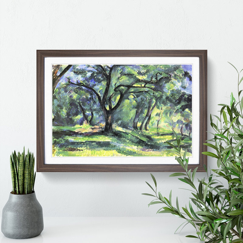 In the Woods by Paul Cezanne - Picture Frame Painting, 27cm H x 36cm W x 2cm D, Walnut
