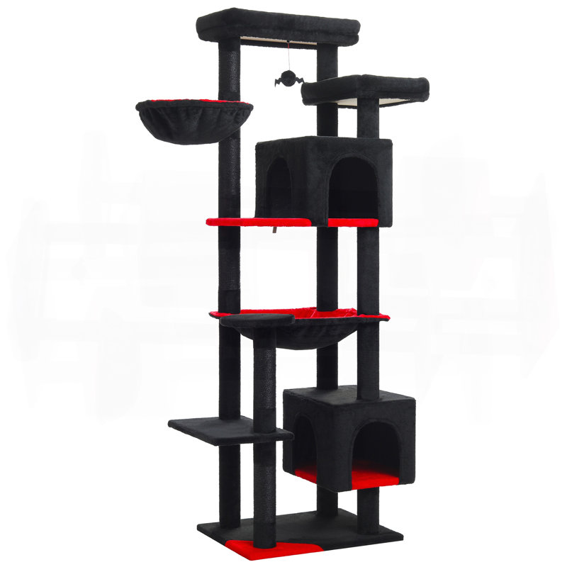 Grand arbre à chat, grande tour à chat de 69 pouces pour les grands chats d'intérieur avec grand hamac, poteaux à griffer, condo confortable et perchoir supérieur