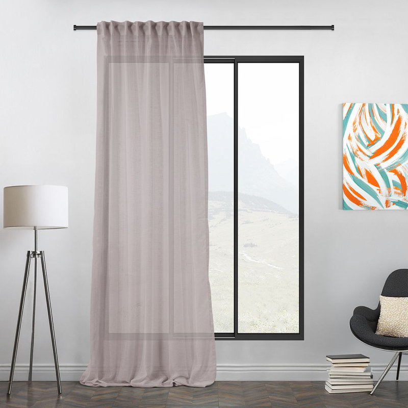 Extra Long & Extra Wide Faux Linen Semi Sheer Single Panel, Rose Pink, 58" W x 288" L