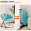 Paquet de 2 chaises de soucoupe, chaises de lune pliables en fausse fourrure moelleuse avec structure en métal, sièges de salon surdimensionnés pour adolescents, bleu