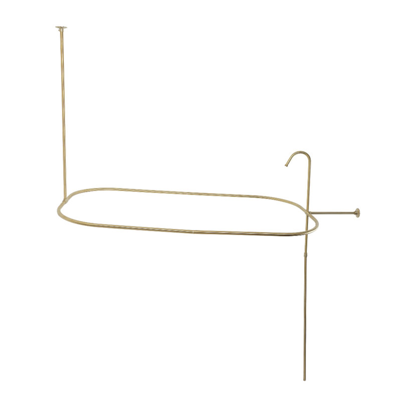Brushed Brass Oval Wall and Ceiling Mounted Shower Riser Enclosure