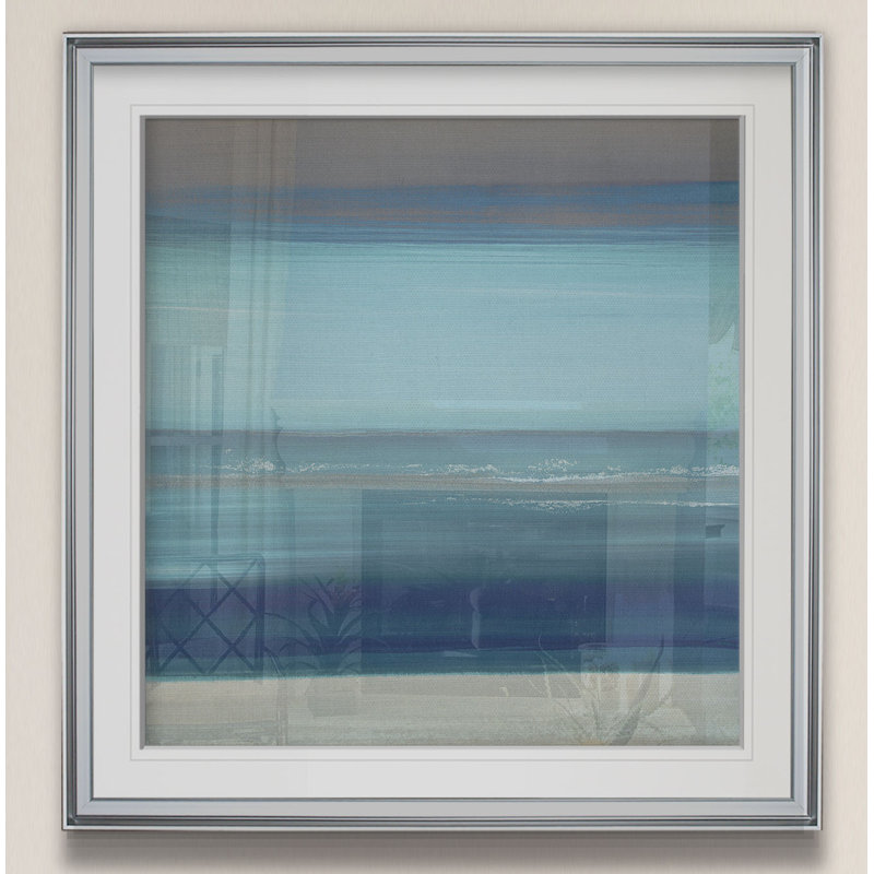 « par the sea ii », peinture, H 24 po x l 24 po x P 2 po, Cadre argenté
