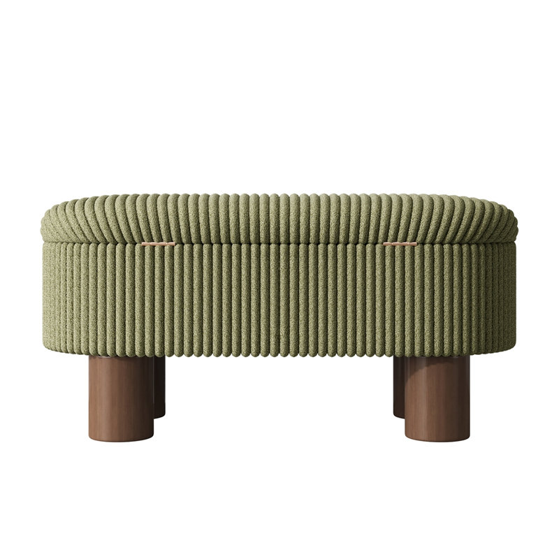 Upholstered Storage Bench With Lift-Top Lid, Green
