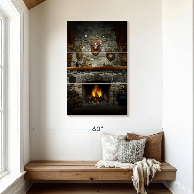 Lilie Rustic Stone Fireplace, 45" H x 28" W